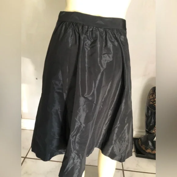 Tory Burch Shimmering Black Taffeta A-Line Skirt Size 4 - Picture 2 of 11